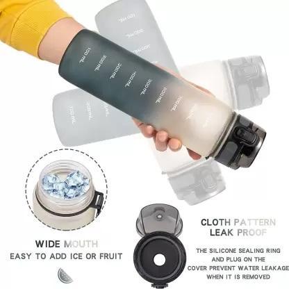 Gradient Motivational Water Bottle with Time Marker & Strap – Stay Hydrated All Day