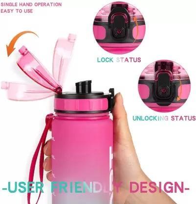 Gradient Motivational Water Bottle with Time Marker & Strap – Stay Hydrated All Day